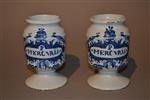 A pair of 18th century Dutch delft drug jars.