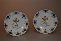 A charming pair early 18th century delft dishes. 