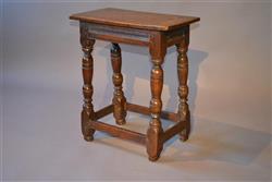 A Charles I oak joint stool.