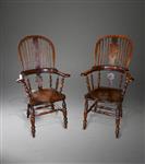 A set of 10 Yorkshire broad arm Windsor chairs.