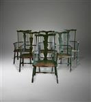 An extremely rare set of six comb back armchairs.