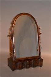 A Queen Anne walnut adjustable dressing mirror.