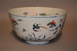 A large early 18th century Dutch delft punch bowl.