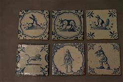 Six late 17th/early 18th century Dutch delft tiles