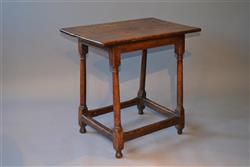 A very small Queen Anne oak centre table.