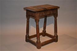 A Charles I  century oak joint stool.