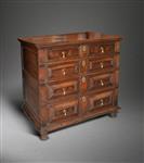An untouched Charles II oak chest of drawers.