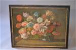 An18th century oil on board still life of flowers.
