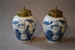 A pair of late 18th century delft tobacco jars.