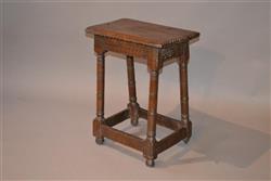 A rare James I oak joint stool.