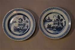  A pair of 18th century London delft plates.