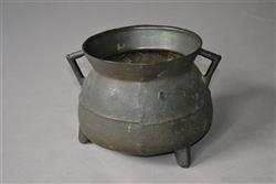 A 17th century West Country bronze cauldron.
