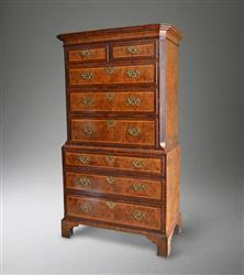 A George II burr oak chest on chest.